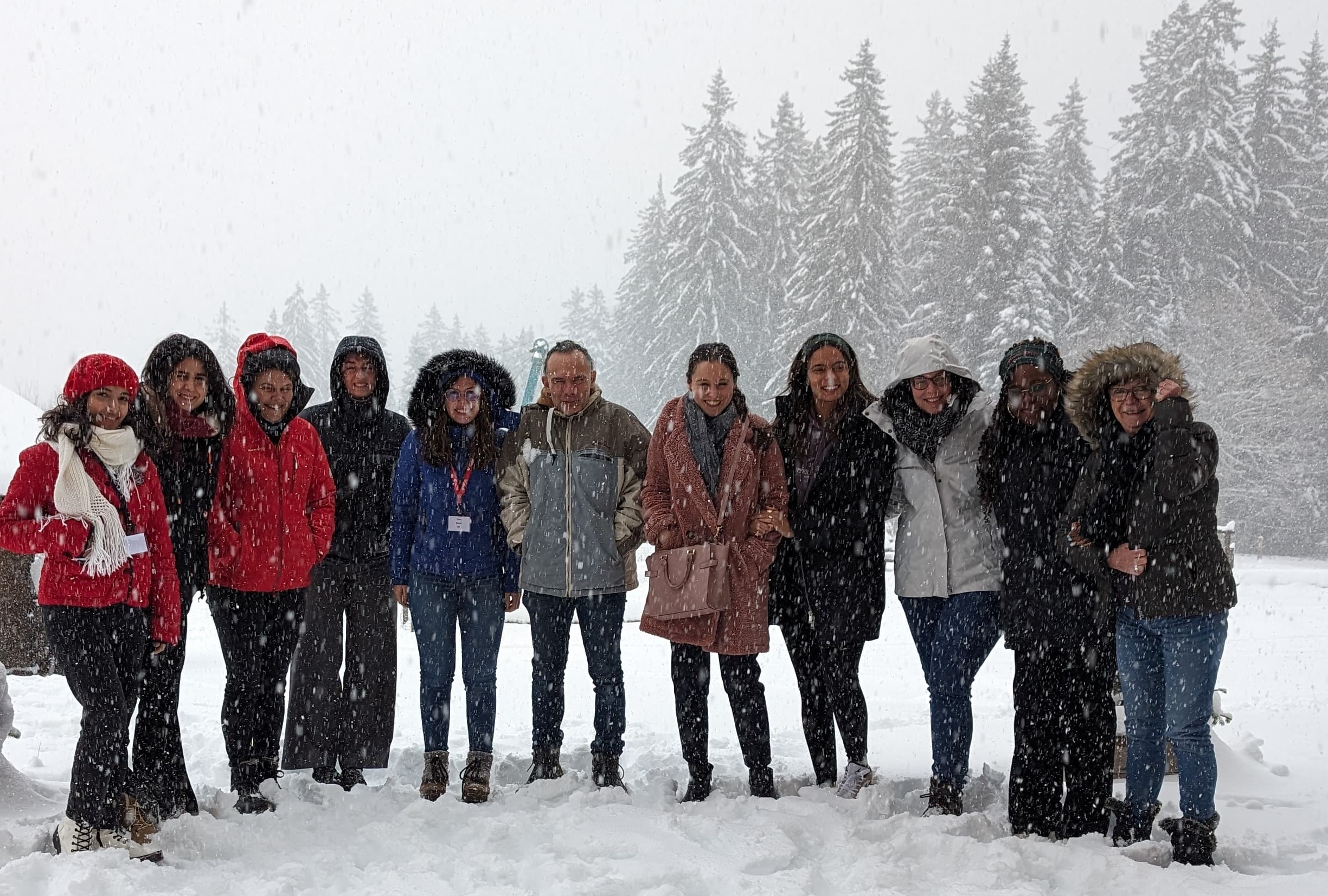 group in snow